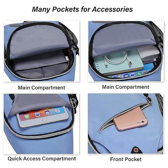 Sling Backpack, Multipurpose Crossbody Shoulder Bag Travel Hiking Airy Blue - Picture 2 of 6